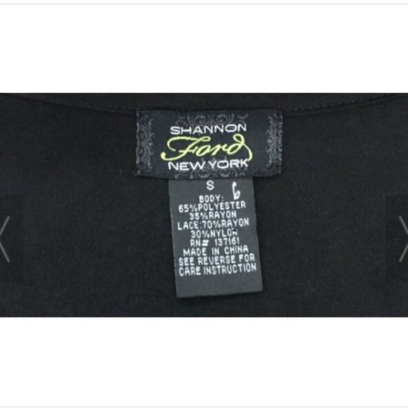 Shannon Ford New York Womens Black Top Solid Lace Blouse V-Neck Sz Small - Picture 3 of 3